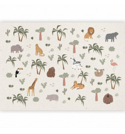 Fototapet - African Composition - Animals for the Childrens Room on a Paper Background