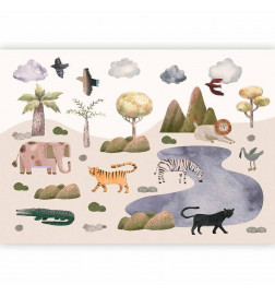 Fototapet - Africa for Toddlers - Savannah Animals in Pastel Colours