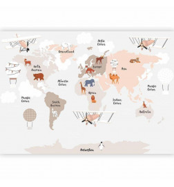 Papier peint - World Map in Beige Tones for Childrens Room