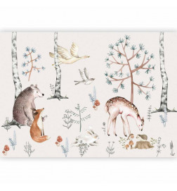 Fototapet - Forest Land With Animals Painted in Watercolours