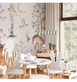 Carta da parati - Forest Land With Animals Painted in Watercolours