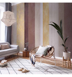 Mural de parede - Striped pattern - abstract background in stripes of different colours with gold pattern