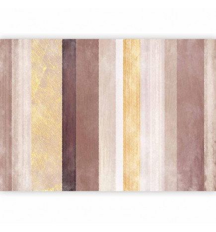 Mural de parede - Striped pattern - abstract background in stripes of different colours with gold pattern