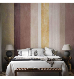 Carta da parati - Striped pattern - abstract background in stripes of different colours with gold pattern