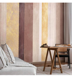 Mural de parede - Striped pattern - abstract background in stripes of different colours with gold pattern