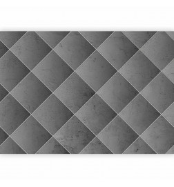 Fototapeta - Grey symmetry - geometric concrete pattern with white joints