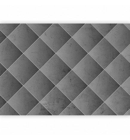 Carta da parati - Grey symmetry - geometric concrete pattern with white joints
