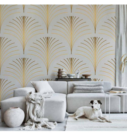 Papier peint - Gold Linear Pattern on Marble Background