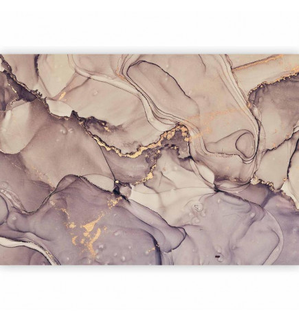 Fotobehang - Watercolour Abstraction - Powder Pink Marble With Gold Accents