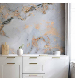 Foto tapete - White Stone - Elegant Marble With Golden Highlights