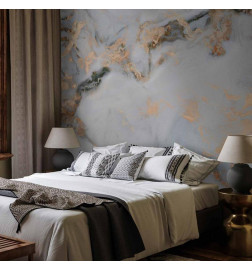 Papier peint - White Stone - Elegant Marble With Golden Highlights