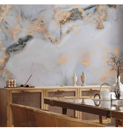 Fototapeet - White Stone - Elegant Marble With Golden Highlights