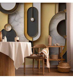 Mural de parede - Gold-marble Geometric Pattern