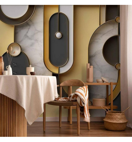 Mural de parede - Gold-marble Geometric Pattern