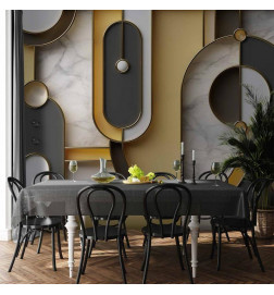 Mural de parede - Gold-marble Geometric Pattern