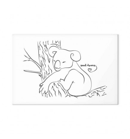 Paveikslas - Quiet Charm of Nature (1-part) - Sleeping Koala in Black and White