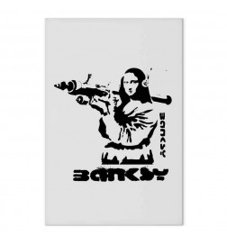 Leinwandbild - Contrast Duel (1-part) - Banksy on Mural with Mona Lisa
