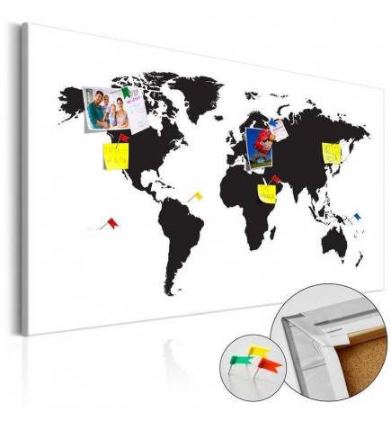 Attēls uz korķa - World Map: Black & White Elegance
