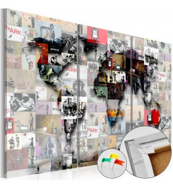 Decorative Pinboard - Modern Worlds Map