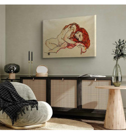 Schilderij - Egon Schiele – Crouched Girl With Bowed Head