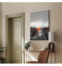 Leinwandbild - Reflection of Colors (1-part) - Sunset in Painted Abstract Background