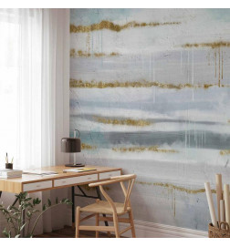 Fototapeta - Modernist background - abstract stripes pattern with gold patterns