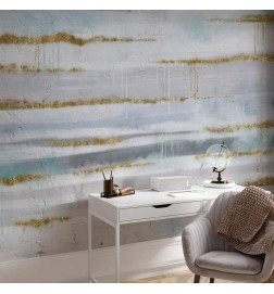 Papier peint - Modernist background - abstract stripes pattern with gold patterns