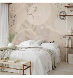 Foto tapete - Beige Line Art