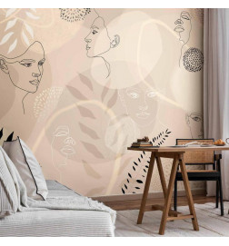 Wall Mural - Beige Line Art