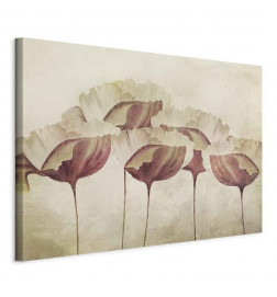 Canvas Print - Flowers in Beige (1 Part) Wide