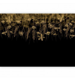 Papier peint - Nature landscape - black abstract nature motif with flowers in sepia