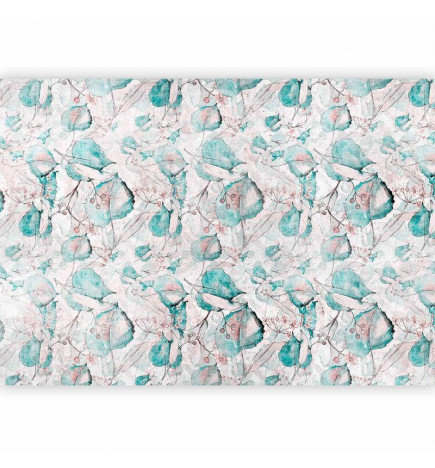 Fototapeet - Autumn souvenirs - floral pattern with turquoise leaves