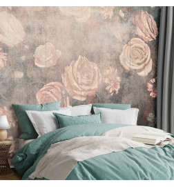Mural de parede - Misty nature - orange flowers on a non-uniformly textured background