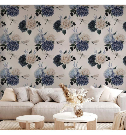 Wallpaper - Roses and Hydrangeas