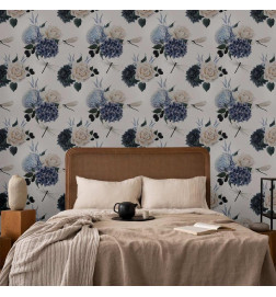 Wallpaper - Roses and Hydrangeas