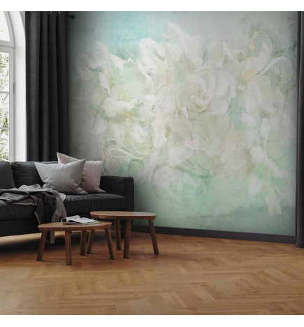 Papier peint - Blossoming among pastels - abstract with floral motif and patterns