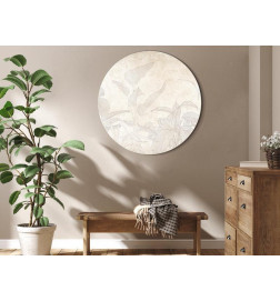 Rundes Bild - Muted exotic greenery - Delicate outlines of tropical shrubs on beige and sand background