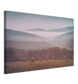 Schilderij - Sheep in Mountain Landscape (1-part) - Animals in Nature
