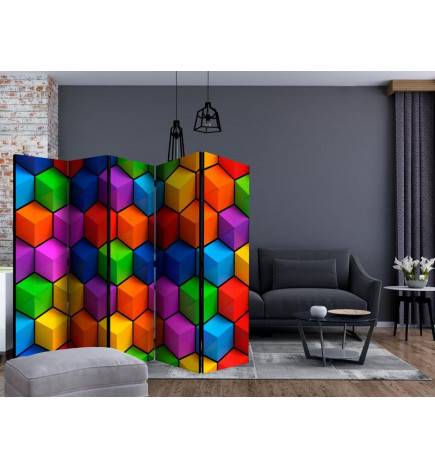 5-teiliges Paravent - Colorful Geometric Boxes II [Room Dividers]