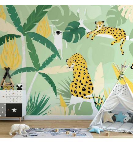 Mural de parede - Cheetahs in the jungle - landscape with animals in the tropics for children