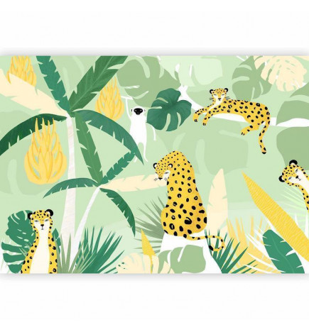 Fototapeta - Cheetahs in the jungle - landscape with animals in the tropics for children