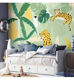 Papier peint - Cheetahs in the jungle - landscape with animals in the tropics for children