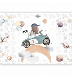 Fototapeta - Teddy Bear in a Racing Car