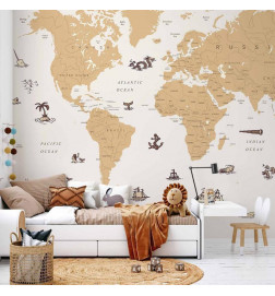 Fototapeta - Sea Wolf Map - Countries With Pirate Illustrations