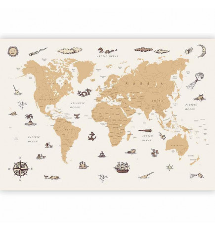 Fototapeet - Sea Wolf Map - Countries With Pirate Illustrations