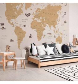 Fototapete - Sea Wolf Map - Countries With Pirate Illustrations