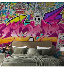 Wall Mural - Street art - abstract urban colour graffiti mural with lettering
