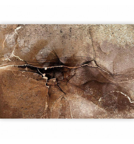 Wall Mural - Rock abstraction - brown and beige pattern in the style of cracked stone