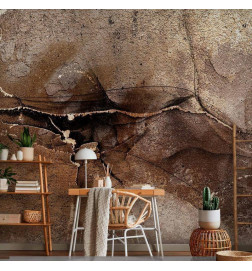 Mural de parede - Rock abstraction - brown and beige pattern in the style of cracked stone