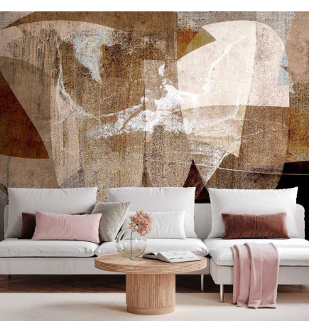 Wall Mural - Geometric abstraction with shapes - composition in brown colours